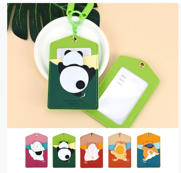 Túi đeo tay da PU dễ thương đựng thẻ, bảng tên 3 ngăn